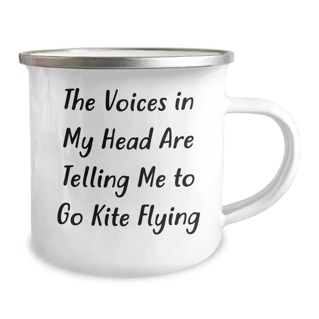 Kite Flying Adventure Camping Mug Gifts for Men from Family, Funny Quote 'The Voices In My Head Are Telling Me To Go Kite Flying' on Father's Day
