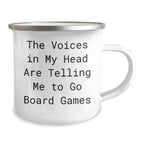 Funny Board Games Lover Gifts from Family for Dad's Camping Mug - 'The Voices In My Head Are Telling Me To Go Board Games' Quote, Unique Father's Day Unique Gifts for Men