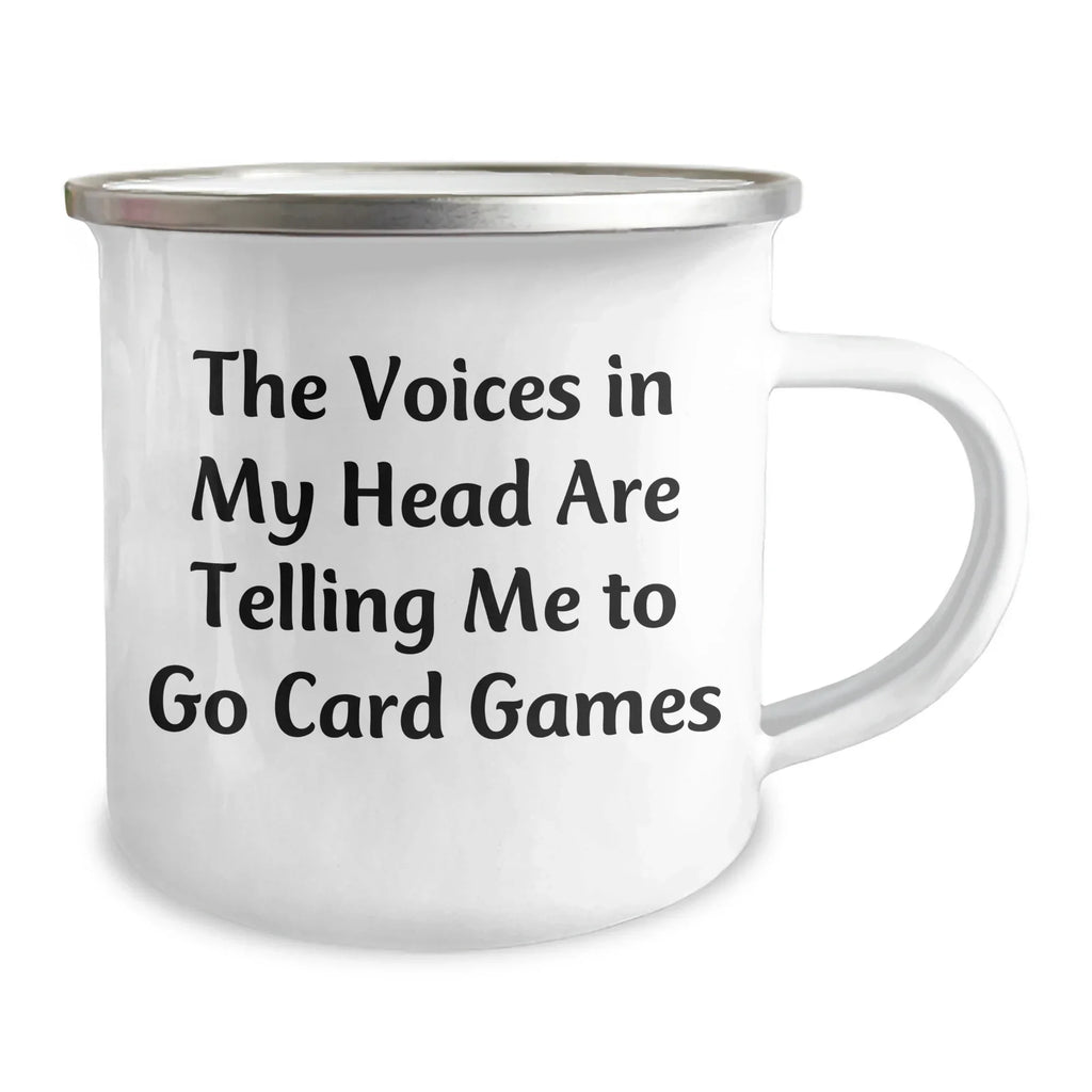 Funny Card Games Gifts from Friends for Dad on Father's Day - The Voices In My Head Are Telling Me To Go Card Games, Camping Mug