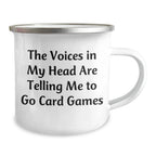 Funny Card Games Gifts from Friends for Dad on Father's Day - The Voices In My Head Are Telling Me To Go Card Games, Camping Mug