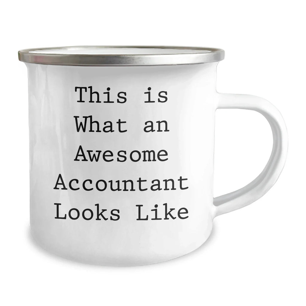 Commemorate Awesome Accountants with This Funny Camping Mug, Gifts from Family for Father's Day, 12 oz Stainless Steel with Enamel Finish, Quote: 'This Is What An Awesome Accountant Looks Like'