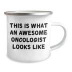 Inspirational Oncologist Gifts from Friends - 'This Is What An Awesome Oncologist Looks Like' Quote on Stainless Steel Camping Mug, 12 oz Capacity, Father's Day Unique Gifts