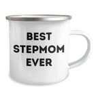 Funny Stepmom Gifts from Men to Best Stepmom Ever for Father's Day Unique Camping Mug, 12 oz Stainless Steel with Enamel Finish