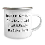 Funny Jeweler Gifts for Friends, Camping Mug with Quote 'I'm Not Perfect But I'm A Jeweler And That's Basically The Same Thing' from Family to Graduates, Unique Gifts from Friends to Coworkers