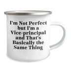 Funny Vice-principal Gifts for Men from Friends - I'm Not Perfect Camping Mug for Graduation