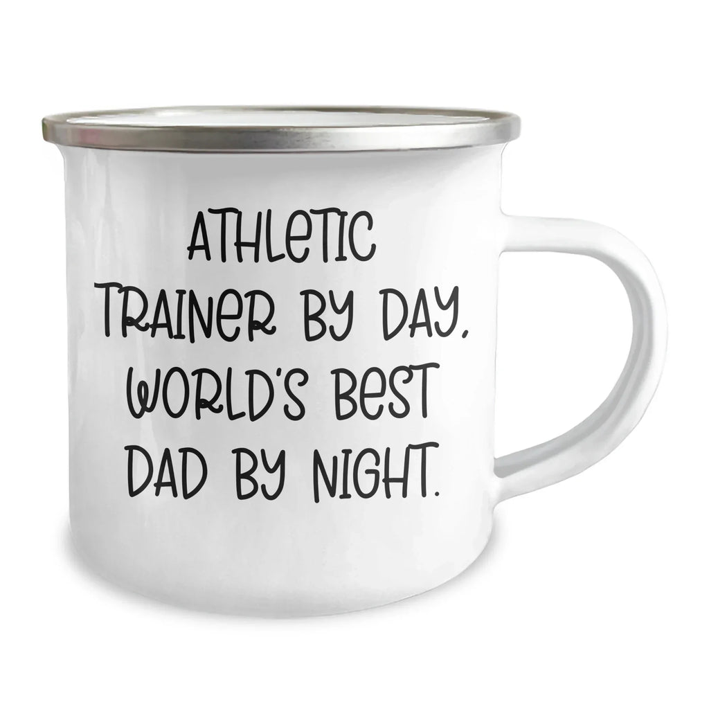 Funny Athletic Trainer Gifts from Dad, Unique Camping Mug for Graduation 'Athletic Trainer By Day, World's Best Dad By Night.'