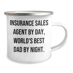 Insurance Sales Agent Gifts from Men - Funny Camping Mug for World's Best Dad - 'Insurance Sales Agent By Day, World's Best Dad By Night.'