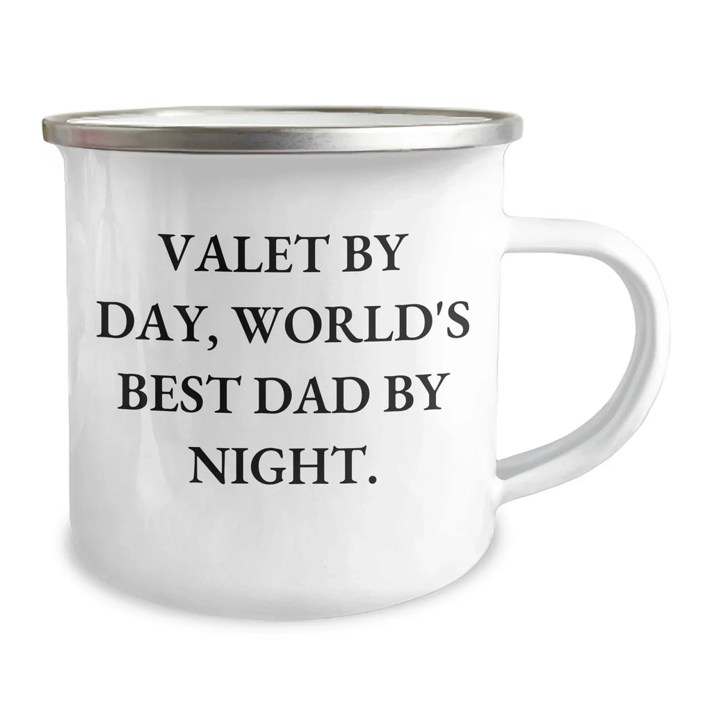 Valet By Day, World's Best Dad By Night Gifts from Men to Valet, Camping Mug for Father's Day