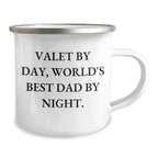 Valet By Day, World's Best Dad By Night Gifts from Men to Valet, Camping Mug for Father's Day