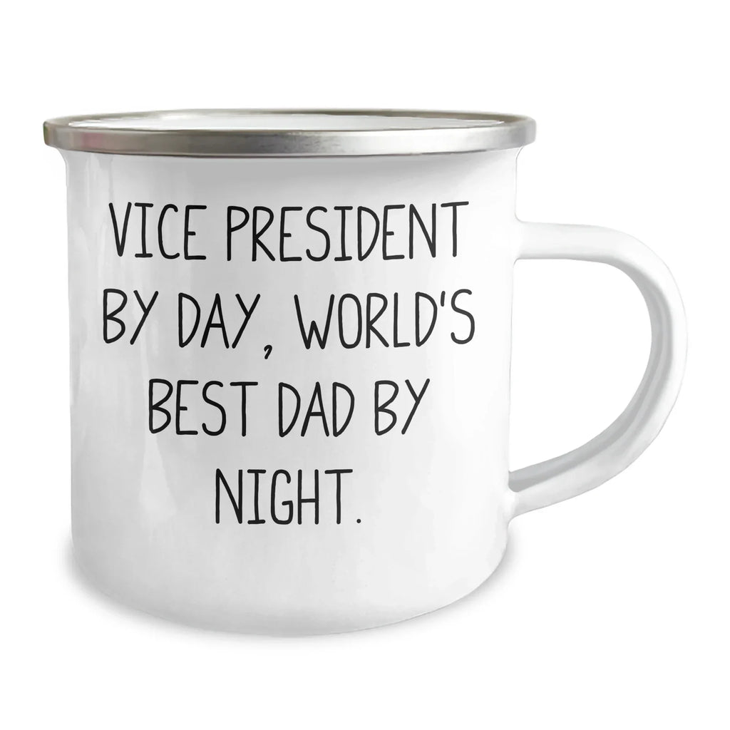 Vice President Gifts, Funny Quote, Camping Mug for World's Best Dad, Father's Day Unique Gifts from Family
