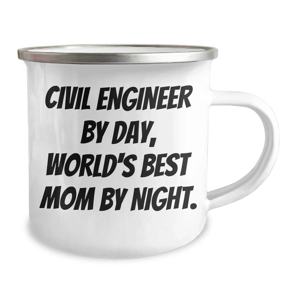 Civil Engineer Mom's Camping Mug, Funny Graduation Gifts from Friends, Unique Gifts for Civil Engineer, 12 oz Stainless Steel with Enamel Finish