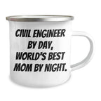 Civil Engineer Mom's Camping Mug, Funny Graduation Gifts from Friends, Unique Gifts for Civil Engineer, 12 oz Stainless Steel with Enamel Finish