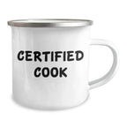 Cooking with Love, Funny Quote, 12 oz Camping Mug for Cooks, Gifts from Friends to Family, Father's Day Unique Gifts