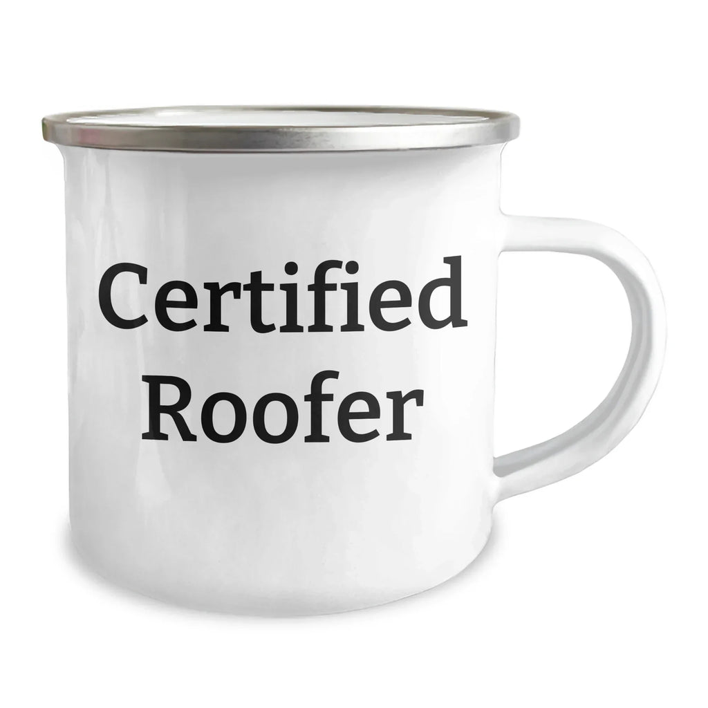 Funny Roofer Gifts from Friends - 'I Fix Leaks' Certified Roofer Camping Mug for Father's Day, Gifts for Roofer, 12 oz Stainless Steel with Enamel Finish