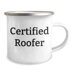 Funny Roofer Gifts from Friends - 'I Fix Leaks' Certified Roofer Camping Mug for Father's Day, Gifts for Roofer, 12 oz Stainless Steel with Enamel Finish