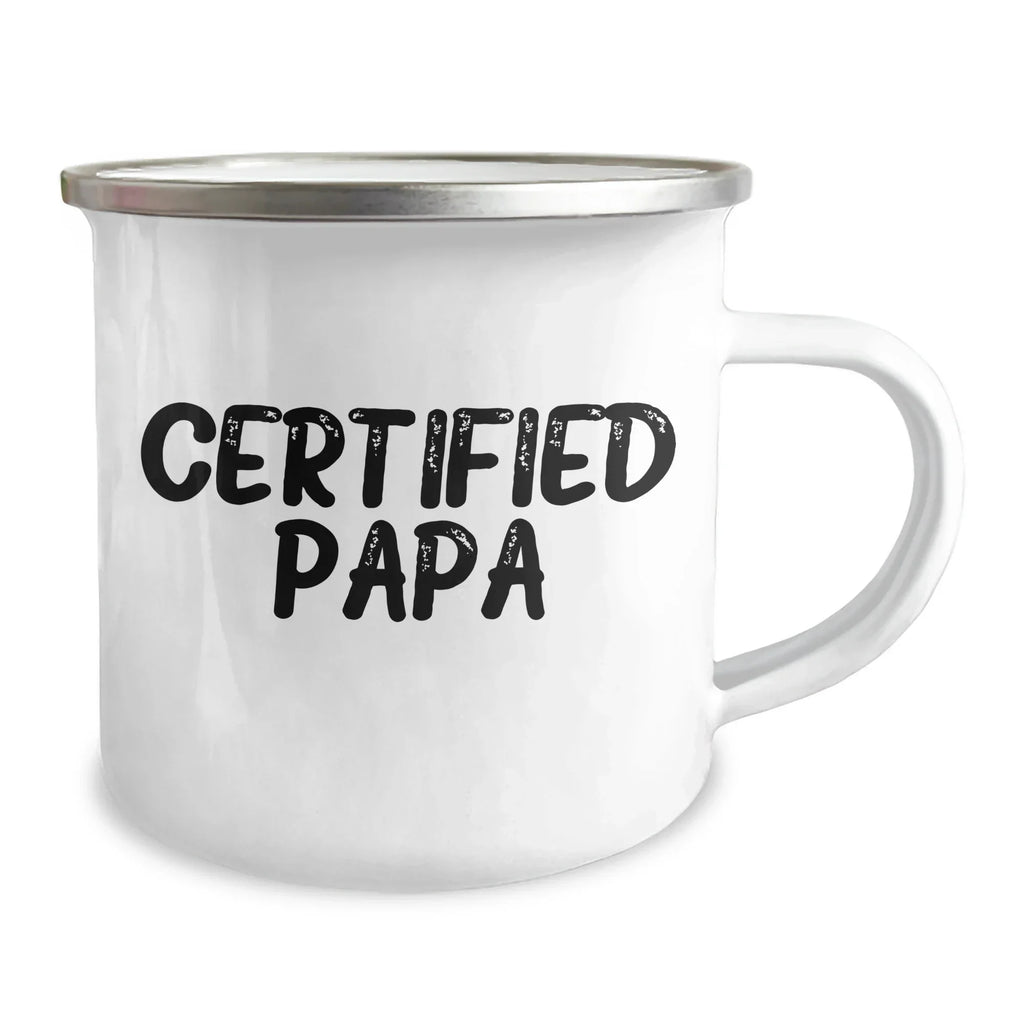 Funny Papa Camping Mug Gifts, 'Certified Papa' Quote, 12 oz Stainless Steel with Enamel Finish, Ideal Gifts from Friends, Family, or Coworkers for Papa on Father's Day