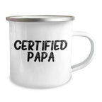 Funny Papa Camping Mug Gifts, 'Certified Papa' Quote, 12 oz Stainless Steel with Enamel Finish, Ideal Gifts from Friends, Family, or Coworkers for Papa on Father's Day