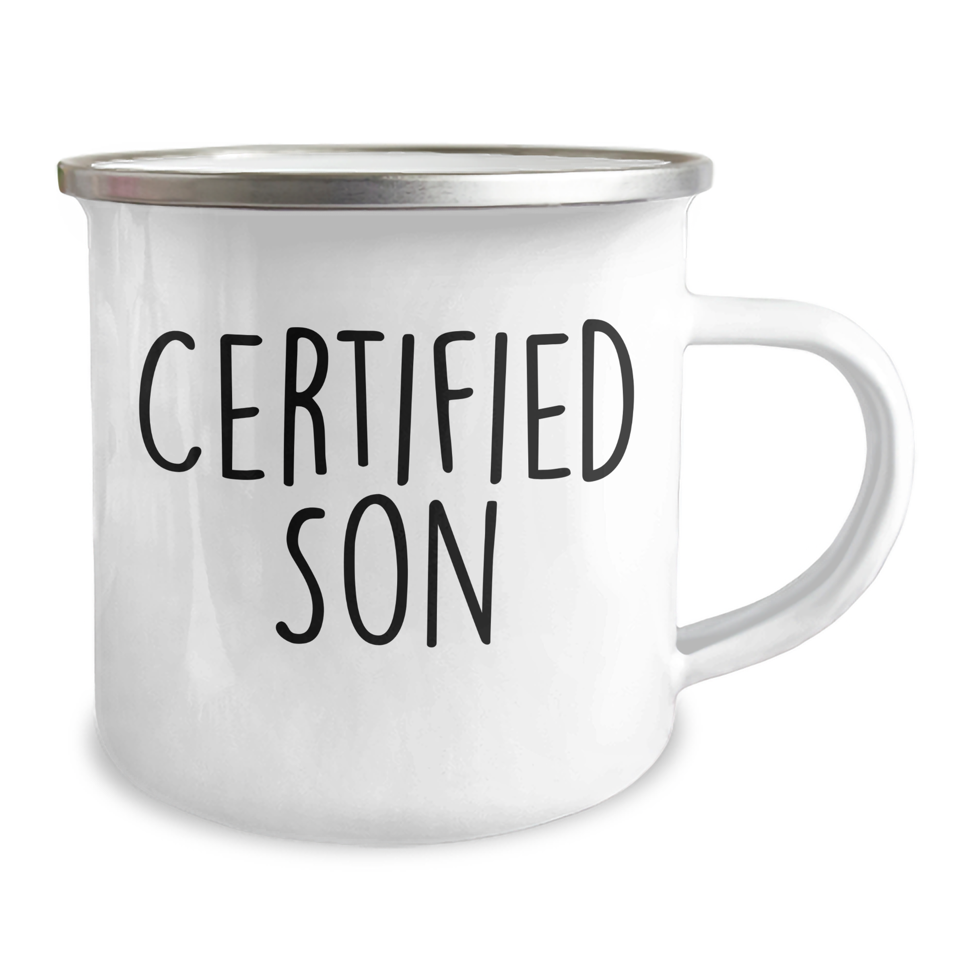 Funny Son Gifts from Mom on Father's Day - Camping Mug for Outdoorsy Dads, 12 oz, Stainless Steel with Enamel Finish, 'Certified Son' - Image 2