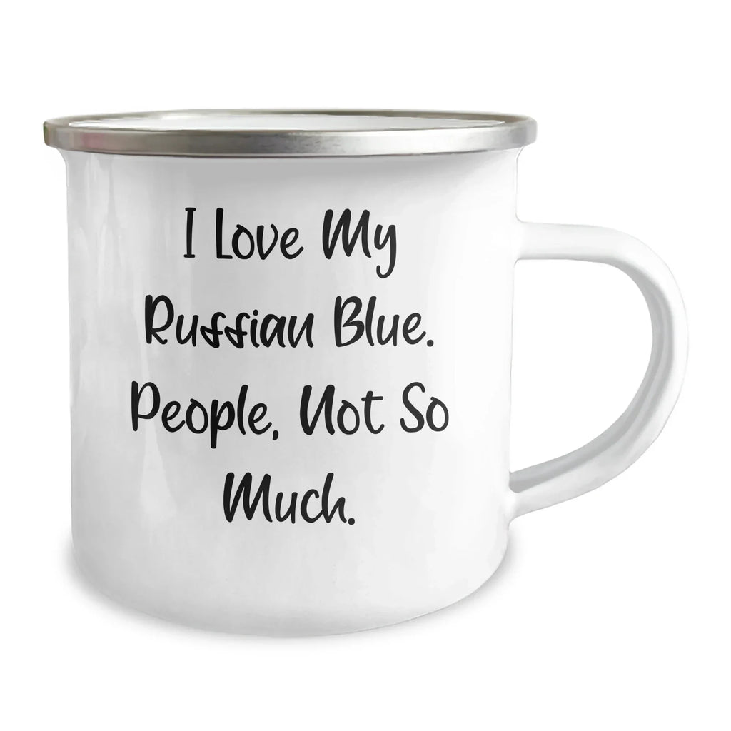 Funny Russian Blue Cat Lover Gifts from Friends for Dad's Camping Mug, 'I Love My Russian Blue', Father's Day Unique Gifts