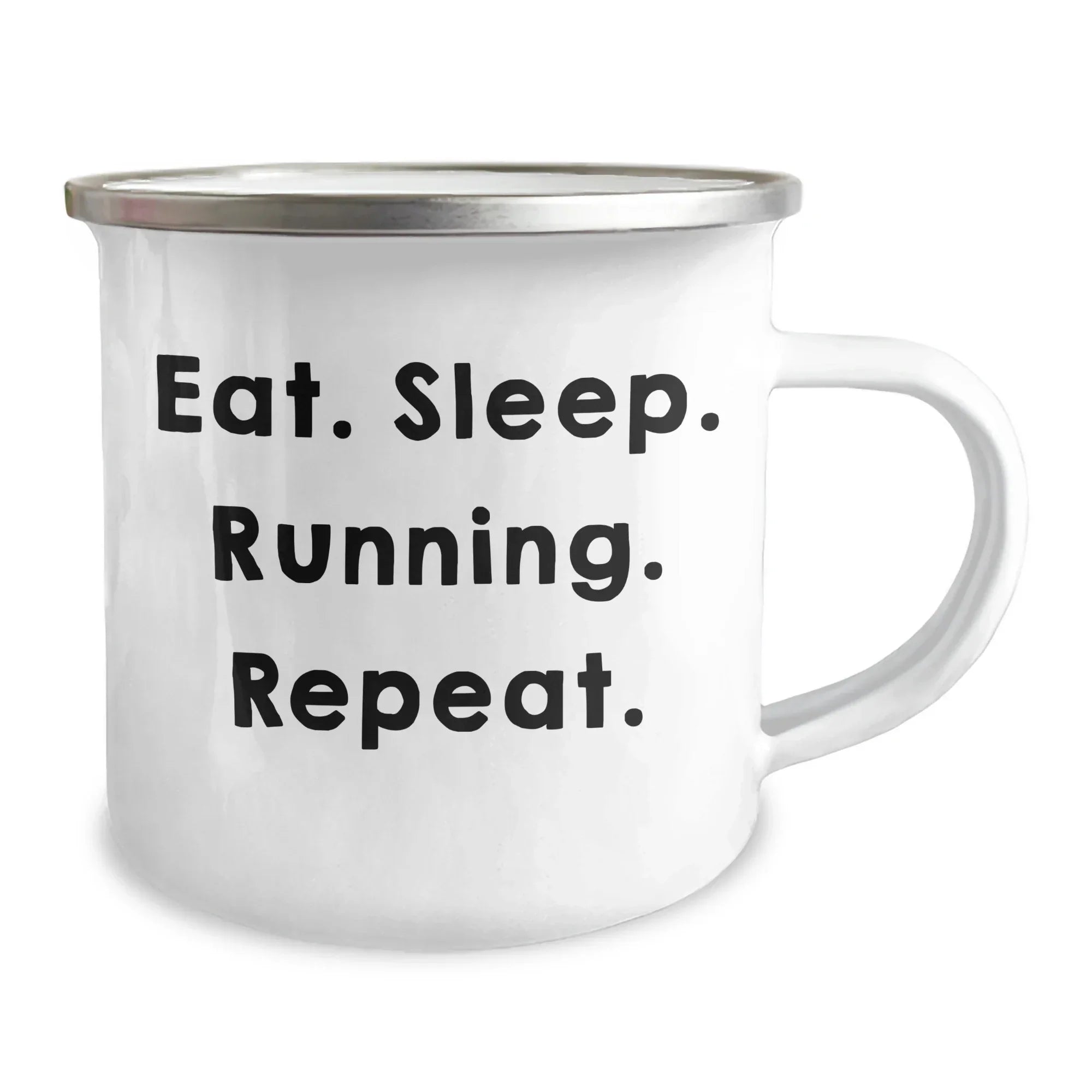 Funny Running Quotes Gifts for Men from Father's Day Unique Running Camping Mugs, Eat. Sleep. Running. Repeat. - 12 oz Stainless Steel with Enamel Finish