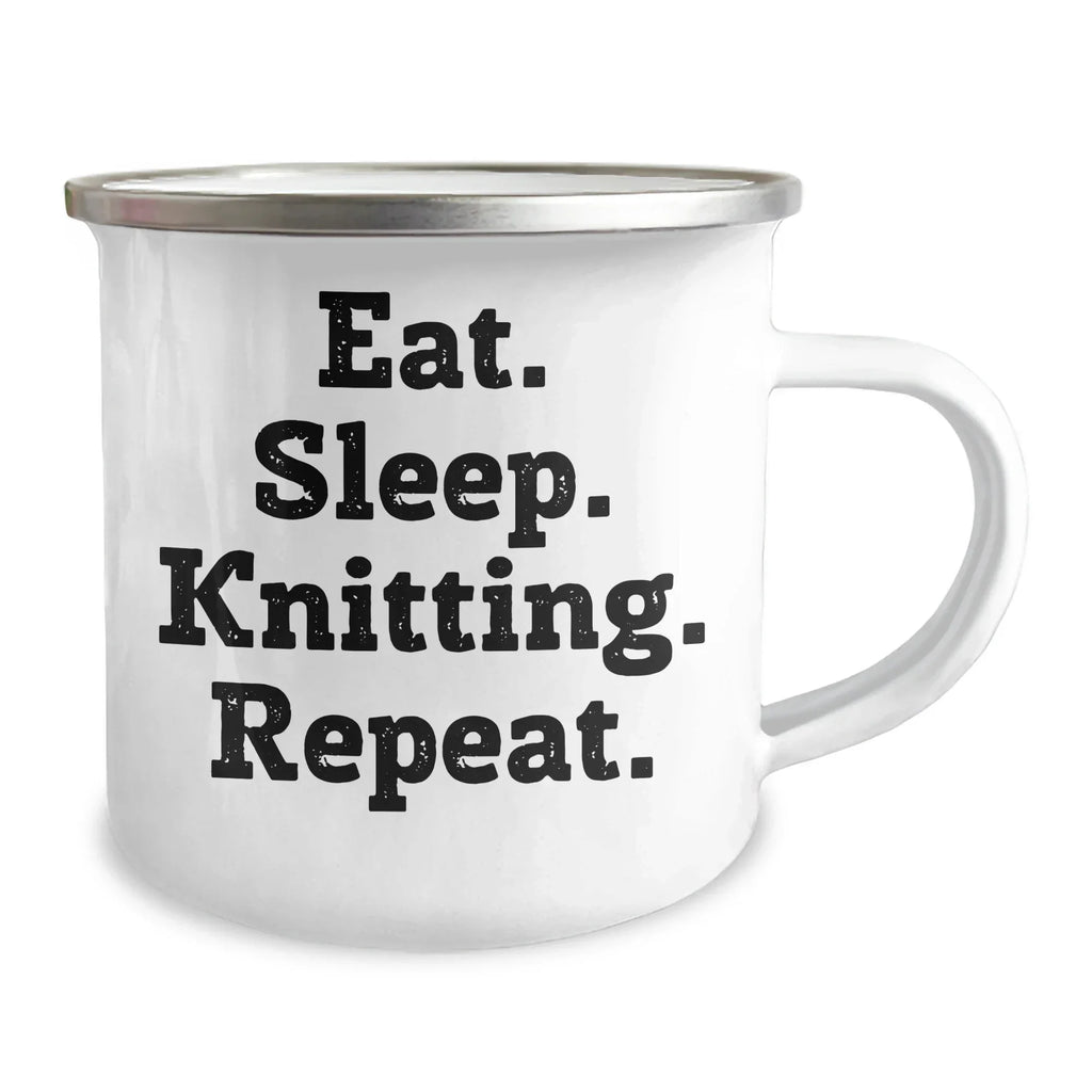 Funny Knitting Gifts: Eat. Sleep. Knitting. Repeat. Camping Mug for Father's Day - Gifts from Men, Unique Gifts for Knitting Enthusiasts