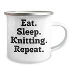 Funny Knitting Gifts: Eat. Sleep. Knitting. Repeat. Camping Mug for Father's Day - Gifts from Men, Unique Gifts for Knitting Enthusiasts