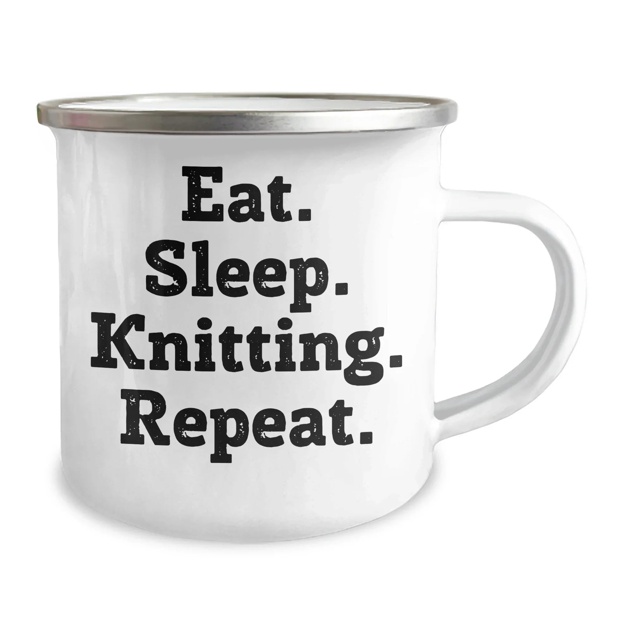Funny Knitting Gifts: Eat. Sleep. Knitting. Repeat. Camping Mug for Father's Day - Gifts from Men, Unique Gifts for Knitting Enthusiasts