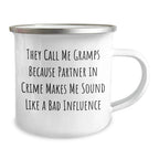 Gramps Camping Mug, Funny Quote Gifts from Family to Gramps, 12 oz Stainless Steel with Enamel Finish, Perfect for Father's Day Unique Gifts for Men