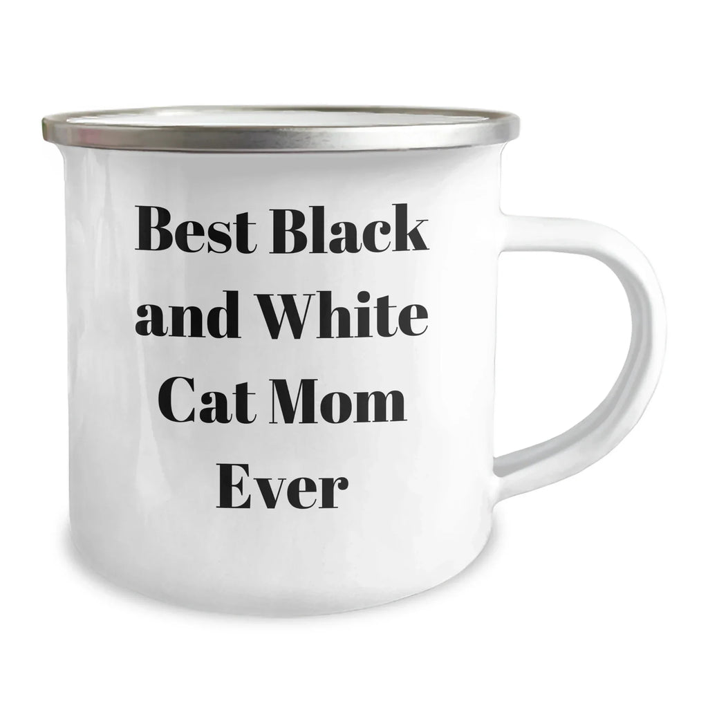 Funny Black and White Cat Mom Gifts from Friends for Mother's Day Unique Camping Mug