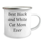 Funny Black and White Cat Mom Gifts from Mom to Dad on Father's Day - Unique Camping Mug for Men