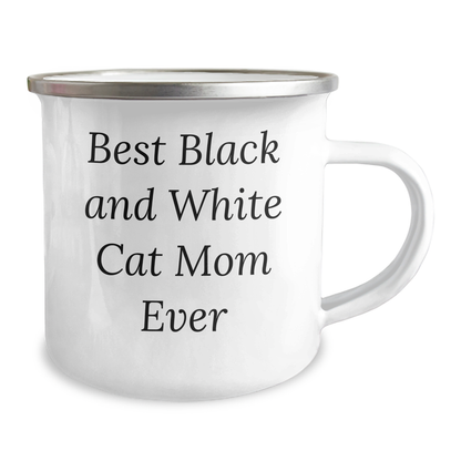 Funny Black and White Cat Mom Gifts from Mom to Dad on Father's Day - Unique Camping Mug for Men - Image 2