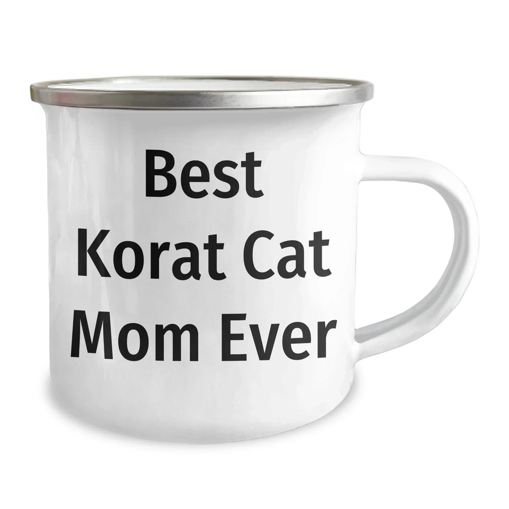 Funny Korat Cat Mom Gifts from Friends to Korat Cat Lovers, Best Korat Cat Mom Ever Enamel Camping Mug, Father's Day Unique Gifts for Men
