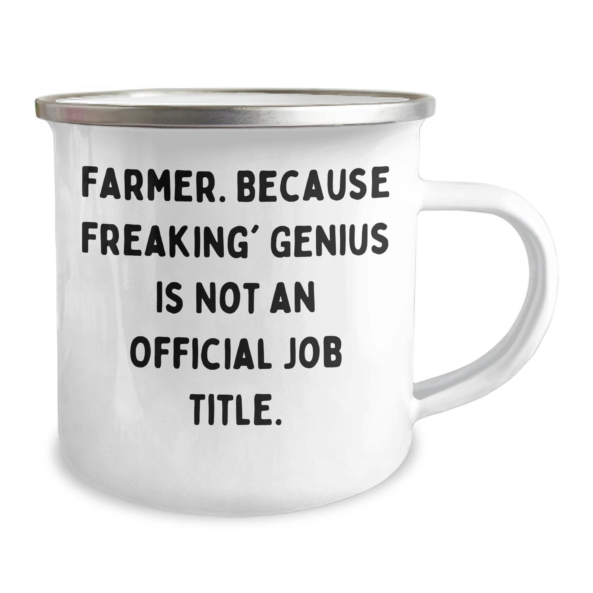 Farmer Funny Gifts from Friends for Graduation Unique Farmer Camping Mug, 'Farmer. Because Freaking' genius Is Not An Official Job Title.' Quote, 12 oz Stainless Steel with Enamel Finish - Image 2