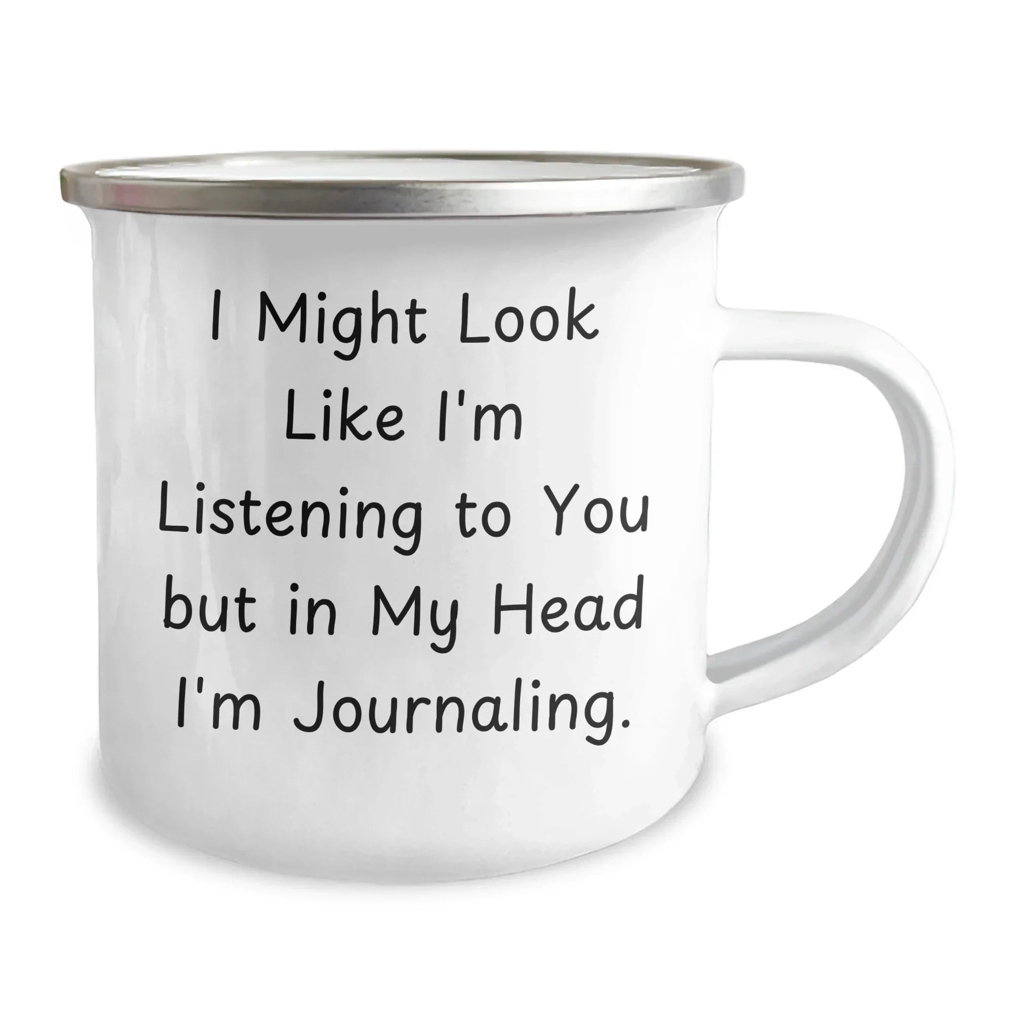 Funny Journaling Gifts for Men, 'I Might Look Like I'm Listening' Camping Mug, Father's Day Unique Gifts from Family