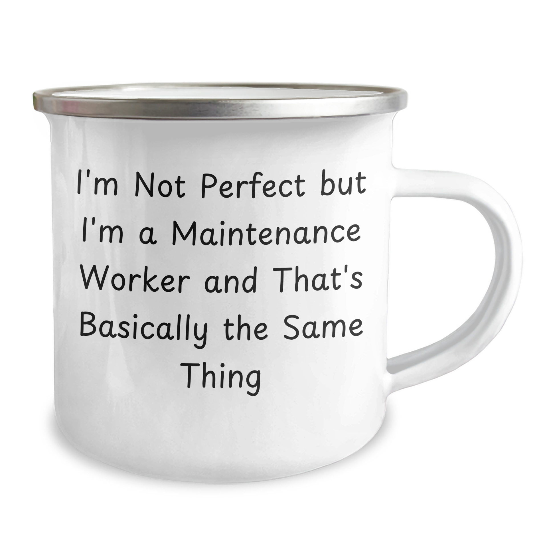 Funny Maintenance Worker Gifts from Friends and Family, 'I'm Not Perfect' Camping Mug for Graduation, 12 oz Stainless Steel with Enamel Finish - Image 2