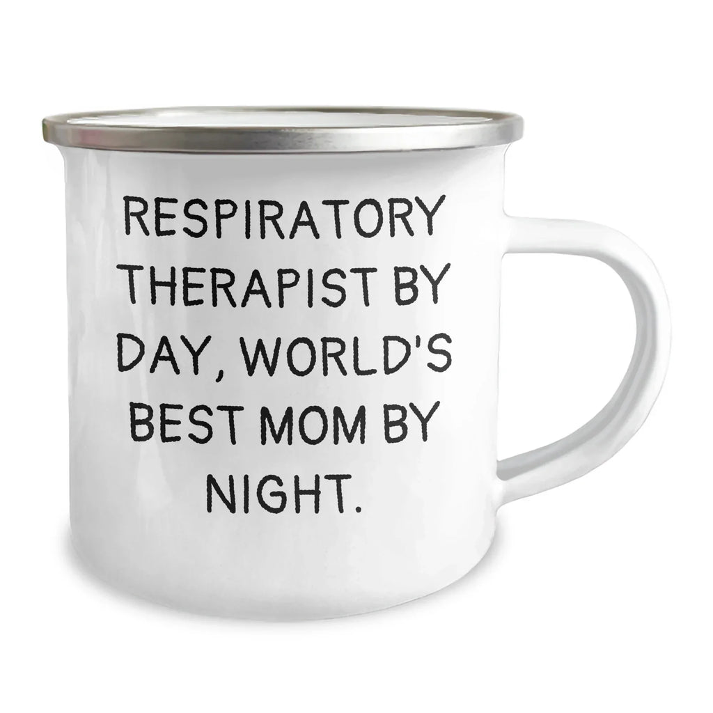 Funny Respiratory Therapist Gifts for Him By Day, World's Best Dad By Night - 12 oz Stainless Steel Camping Mug, Father's Day Unique Gifts from Family