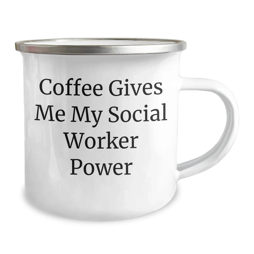 Funny Social Worker Gifts from Friends for Graduation - Coffee Gives Me My Social Worker Power Camping Mug, Stainless Steel with Enamel Finish