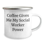 Funny Social Worker Gifts from Friends for Graduation - Coffee Gives Me My Social Worker Power Camping Mug, Stainless Steel with Enamel Finish