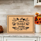 Engraved Wooden Cutting Board, Thankful Grateful Blessed Kitchen Decor, Personalized Gift for Thanksgiving, Wedding, Housewarming