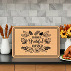 Engraved Wooden Cutting Board, Thankful Grateful Blessed Kitchen Decor, Personalized Gift for Thanksgiving, Wedding, Housewarming