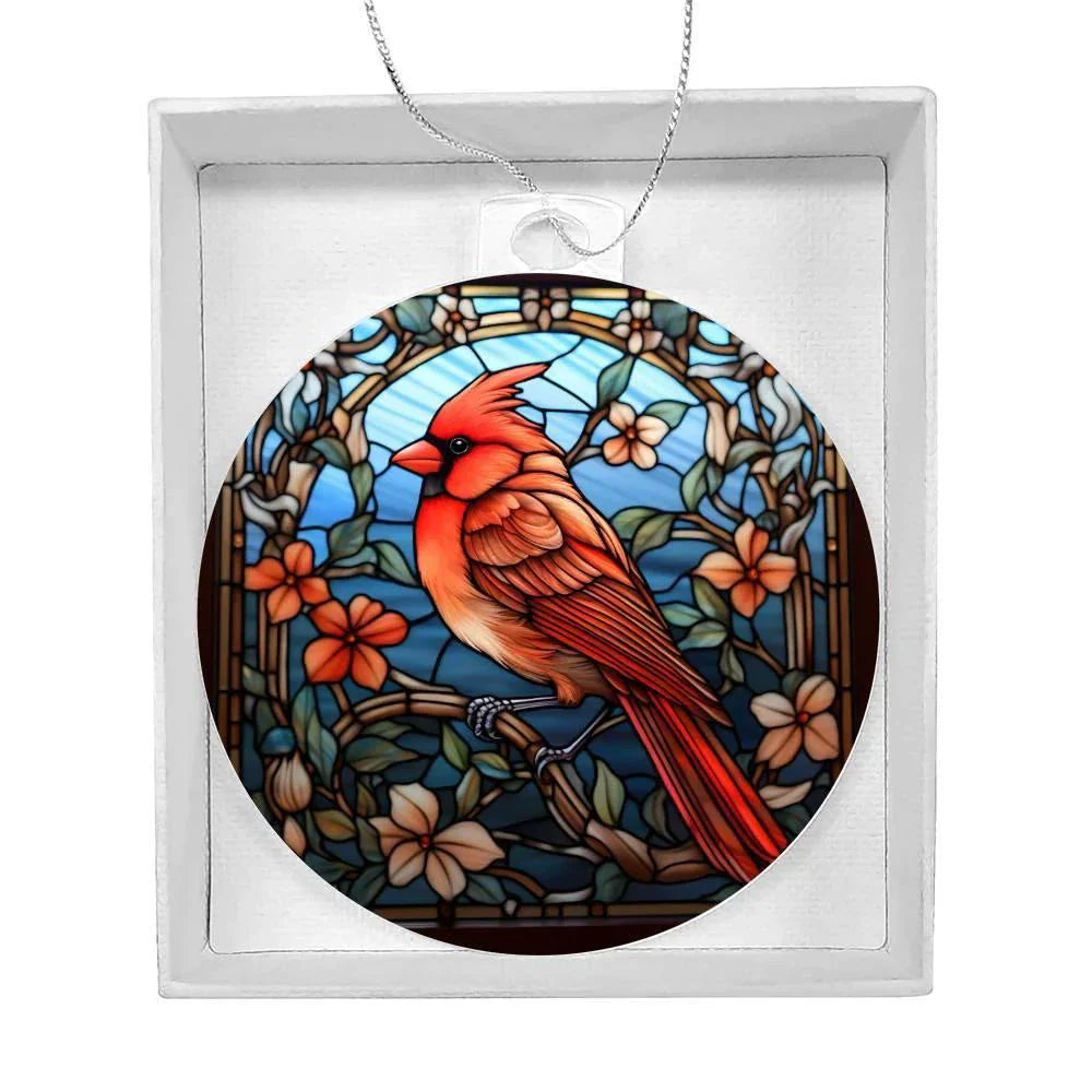 Cardinal Stained Glass Acrylic Keepsake Ornament