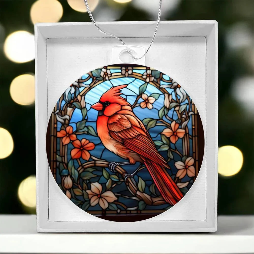 Cardinal Stained Glass Acrylic Keepsake Ornament