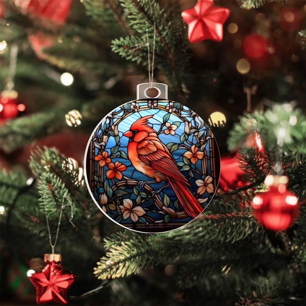 Cardinal Stained Glass Acrylic Keepsake Ornament