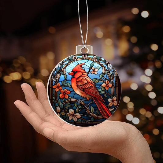 Cardinal Stained Glass Acrylic Keepsake Ornament