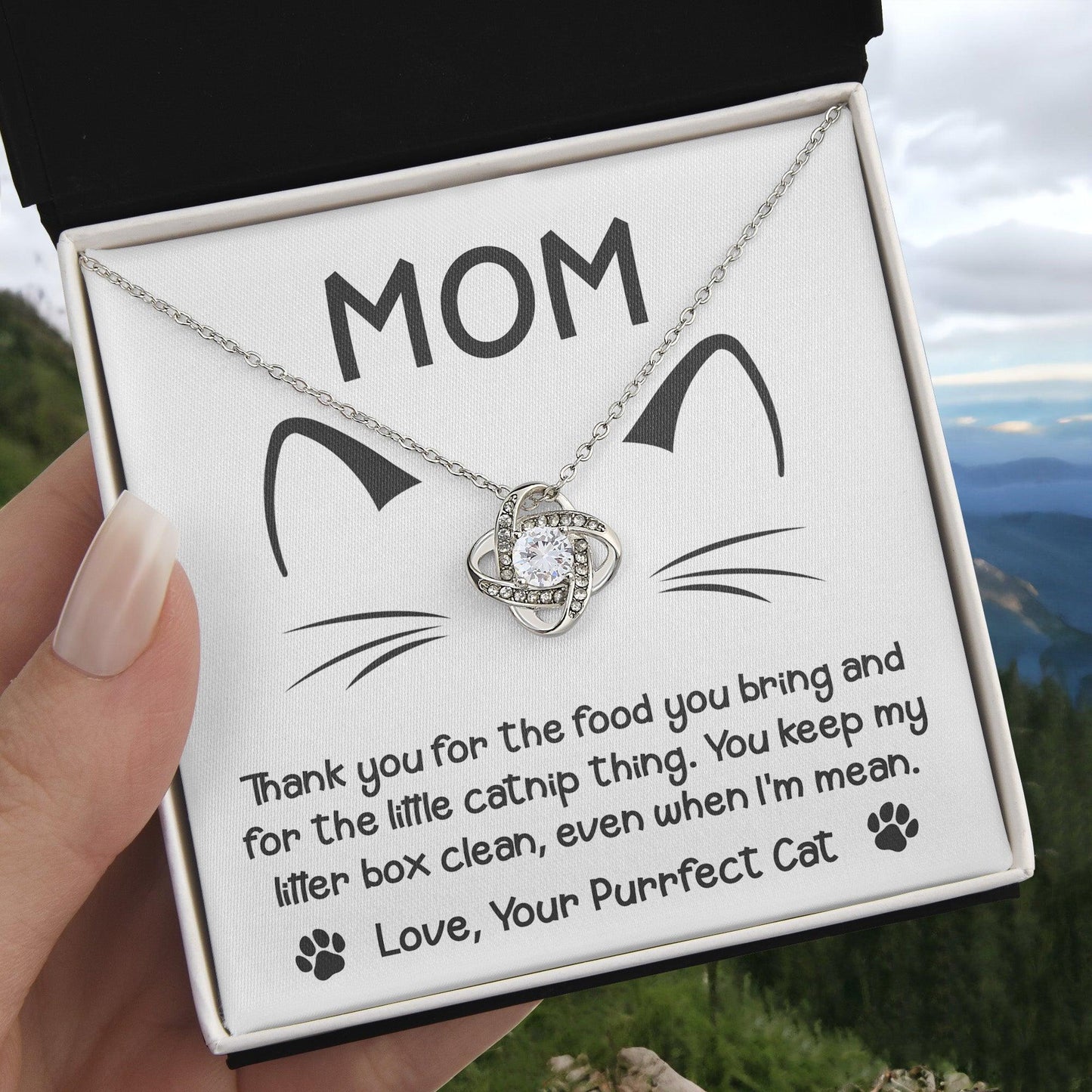 Gift for Cat Mom -Thank you for The Catnip Thing Even When I'm Mean Love Knot Necklace - Mallard Moon Gift Shop