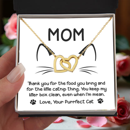 To the Cat Mom – Love, Your Purrfect Cat - Necklace with Cute Message Card
