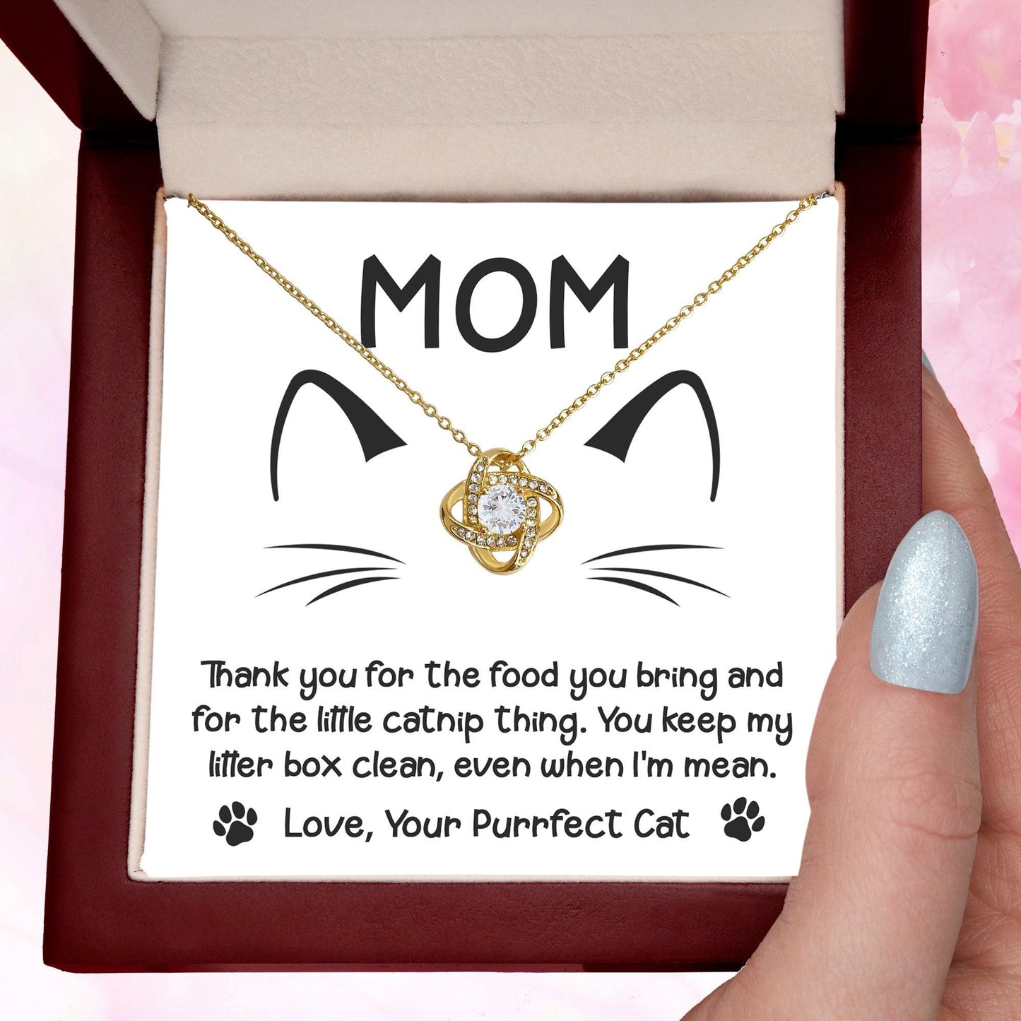 Gift for Cat Mom -Thank you for The Catnip Thing Even When I'm Mean Love Knot Necklace - Mallard Moon Gift Shop