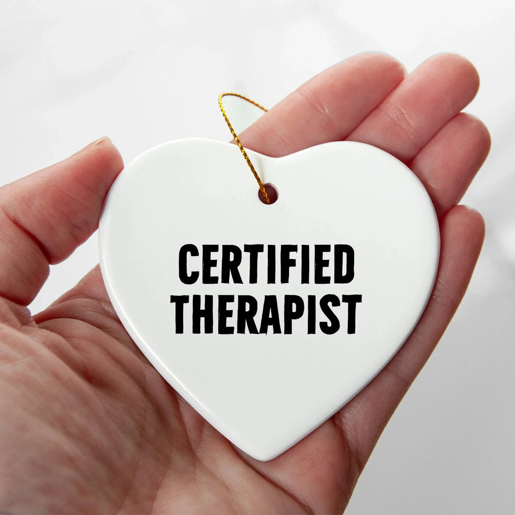 Therapist Heart Christmas Tree Ornament, Funny Quote Certified Therapist