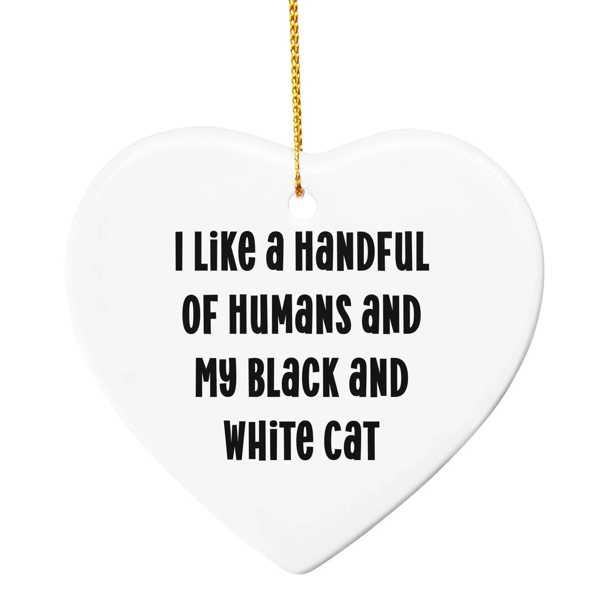 Funny Black and White Cat Christmas Ornaments- I Like A Handful Of Humans And My Black And White Cat