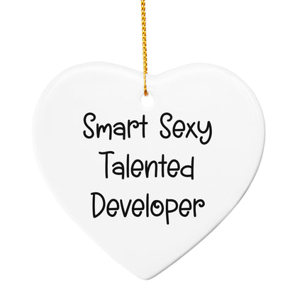 Funny Developer Oval Christmas Ornament - Smart Sexy Talented Developer